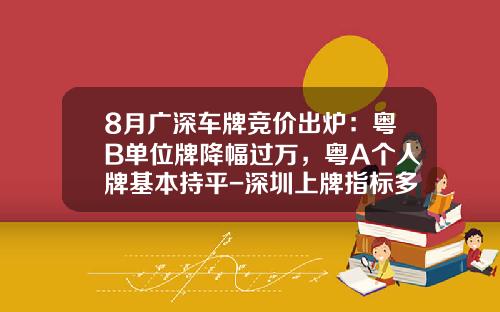 8月广深车牌竞价出炉：粤B单位牌降幅过万，粤A个人牌基本持平-深圳上牌指标多少钱【新闻】