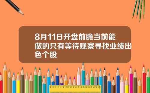 8月11日开盘前瞻当前能做的只有等待观察寻找业绩出色个股