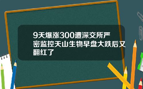 9天爆涨300遭深交所严密监控天山生物早盘大跌后又翻红了