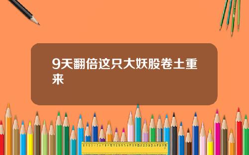 9天翻倍这只大妖股卷土重来