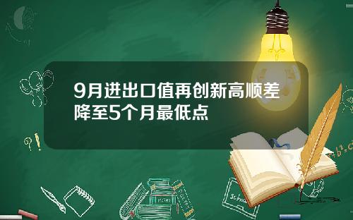 9月进出口值再创新高顺差降至5个月最低点
