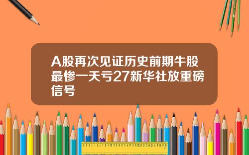 A股再次见证历史前期牛股最惨一天亏27新华社放重磅信号