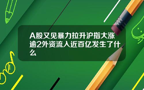 A股又见暴力拉升沪指大涨逾2外资流入近百亿发生了什么