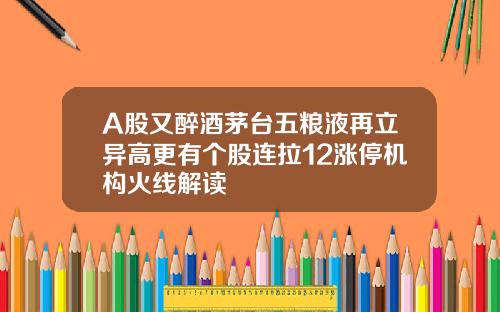 A股又醉酒茅台五粮液再立异高更有个股连拉12涨停机构火线解读