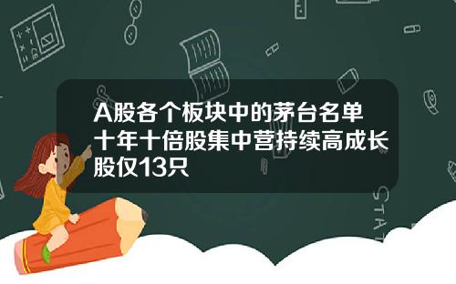 A股各个板块中的茅台名单十年十倍股集中营持续高成长股仅13只