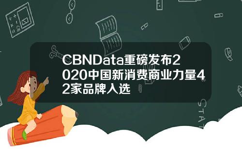 CBNData重磅发布2020中国新消费商业力量42家品牌入选