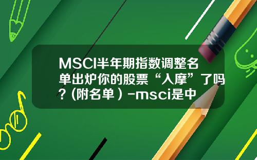 MSCI半年期指数调整名单出炉你的股票“入摩”了吗？(附名单）-msci是中国什么指数基金