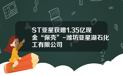 ST亚星获赠1.35亿现金“保壳”-潍坊亚星湖石化工有限公司
