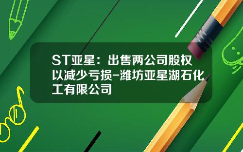 ST亚星：出售两公司股权以减少亏损-潍坊亚星湖石化工有限公司