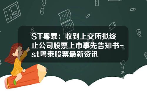 ST粤泰：收到上交所拟终止公司股票上市事先告知书-st粤泰股票最新资讯
