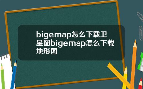 bigemap怎么下载卫星图bigemap怎么下载地形图
