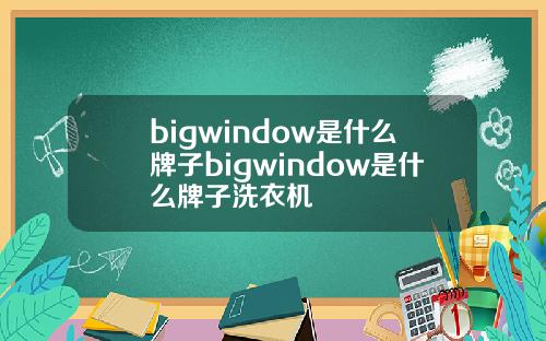 bigwindow是什么牌子bigwindow是什么牌子洗衣机