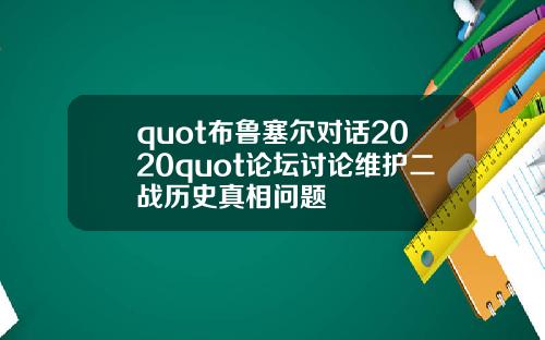 quot布鲁塞尔对话2020quot论坛讨论维护二战历史真相问题