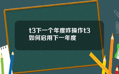 t3下一个年度咋操作t3如何启用下一年度