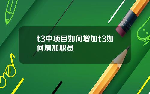 t3中项目如何增加t3如何增加职员