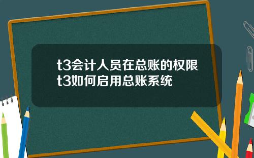 t3会计人员在总账的权限t3如何启用总账系统
