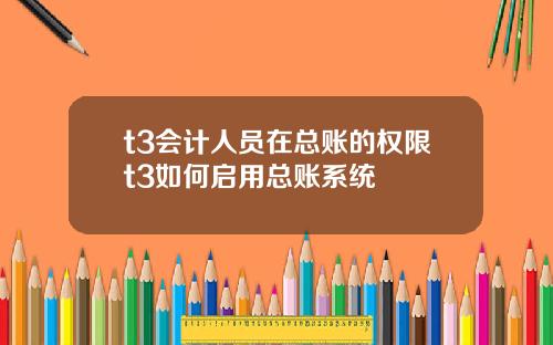 t3会计人员在总账的权限t3如何启用总账系统