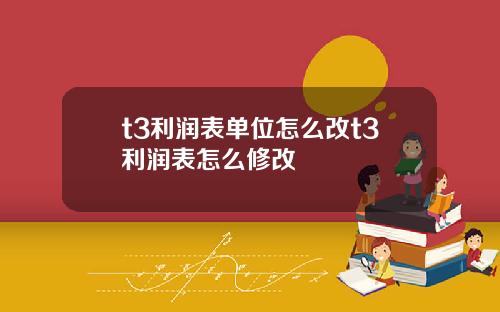 t3利润表单位怎么改t3利润表怎么修改
