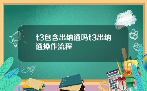 t3包含出纳通吗t3出纳通操作流程