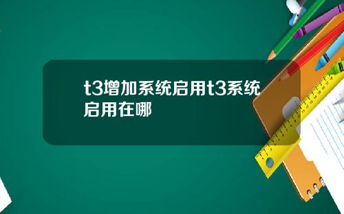 t3增加系统启用t3系统启用在哪