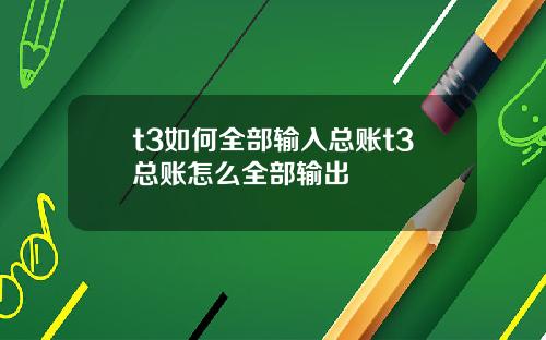 t3如何全部输入总账t3总账怎么全部输出