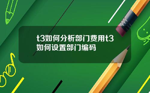 t3如何分析部门费用t3如何设置部门编码