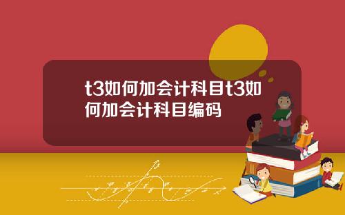 t3如何加会计科目t3如何加会计科目编码