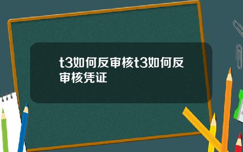 t3如何反审核t3如何反审核凭证