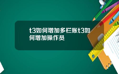 t3如何增加多栏账t3如何增加操作员