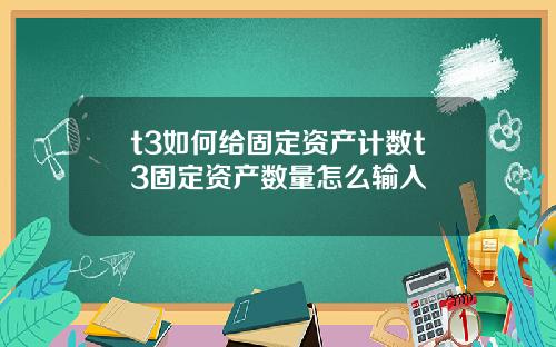 t3如何给固定资产计数t3固定资产数量怎么输入