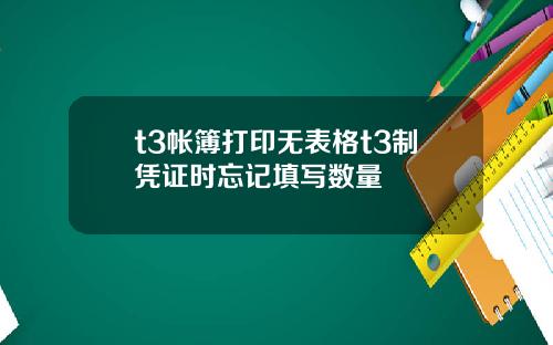 t3帐簿打印无表格t3制凭证时忘记填写数量