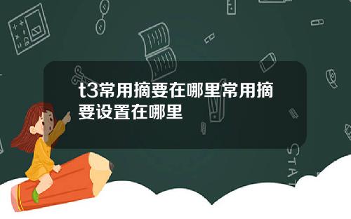 t3常用摘要在哪里常用摘要设置在哪里