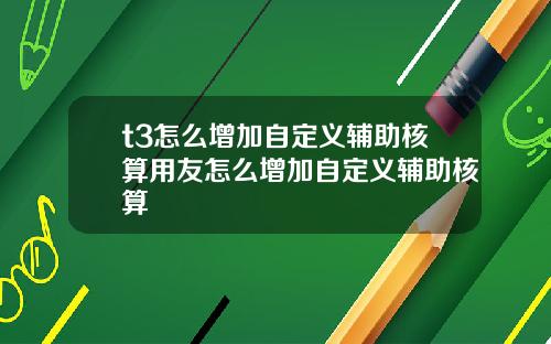 t3怎么增加自定义辅助核算用友怎么增加自定义辅助核算