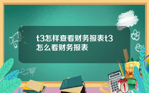 t3怎样查看财务报表t3怎么看财务报表
