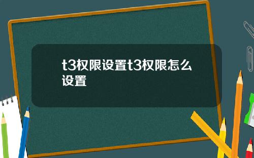 t3权限设置t3权限怎么设置