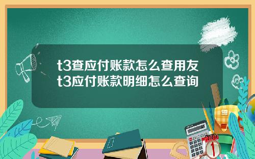 t3查应付账款怎么查用友t3应付账款明细怎么查询