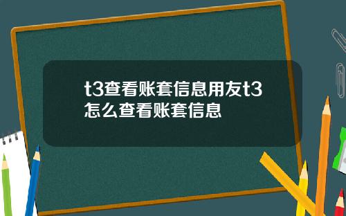 t3查看账套信息用友t3怎么查看账套信息