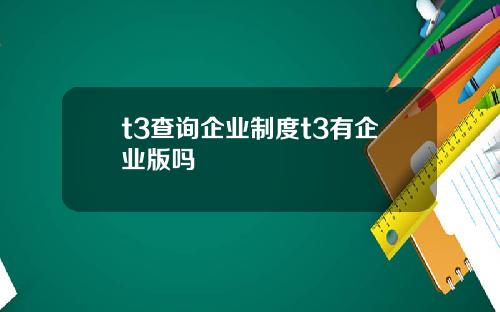 t3查询企业制度t3有企业版吗