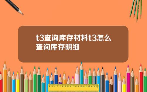 t3查询库存材料t3怎么查询库存明细