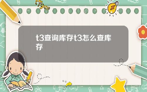 t3查询库存t3怎么查库存