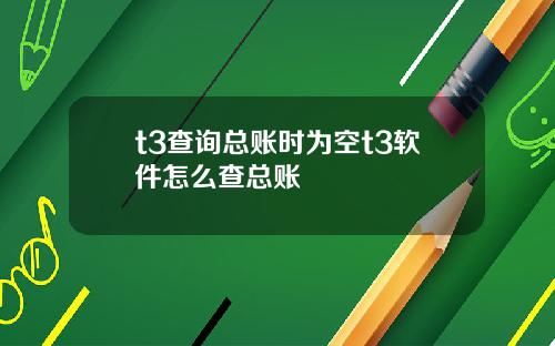 t3查询总账时为空t3软件怎么查总账