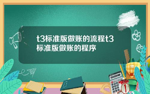 t3标准版做账的流程t3标准版做账的程序