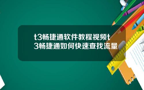 t3畅捷通软件教程视频t3畅捷通如何快速查找流量