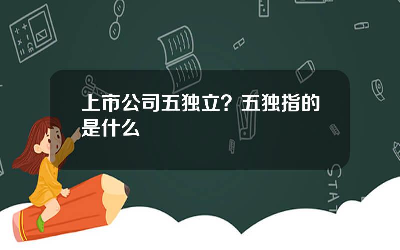 上市公司五独立？五独指的是什么