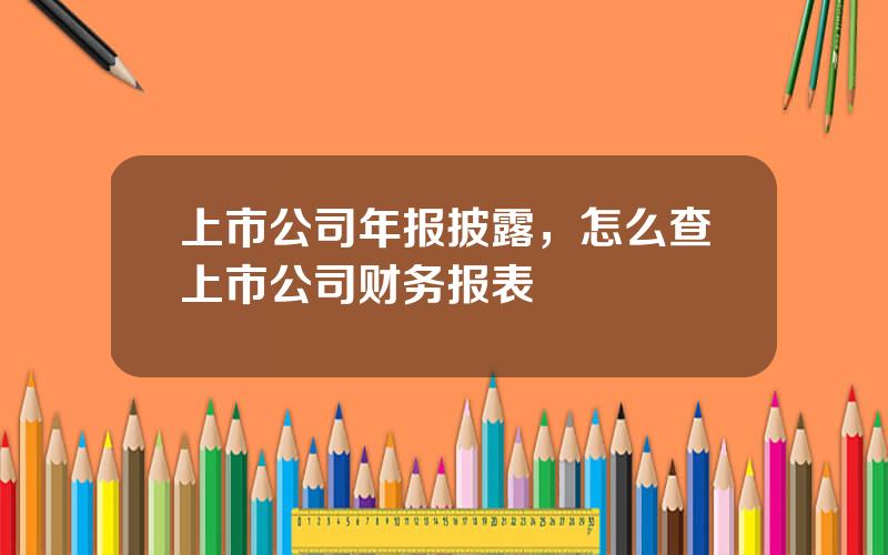 上市公司年报披露，怎么查上市公司财务报表