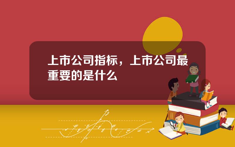 上市公司指标，上市公司最重要的是什么