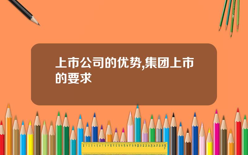 上市公司的优势,集团上市的要求