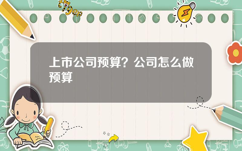 上市公司预算？公司怎么做预算