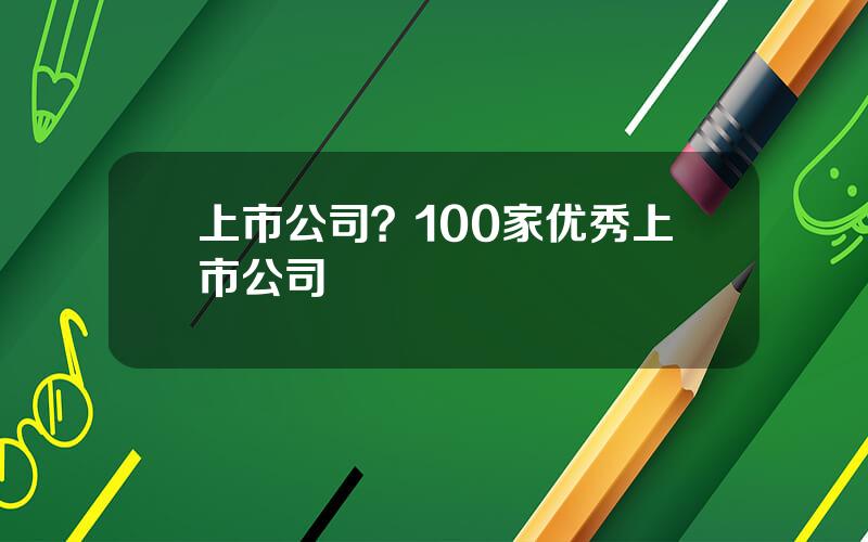 上市公司？100家优秀上市公司