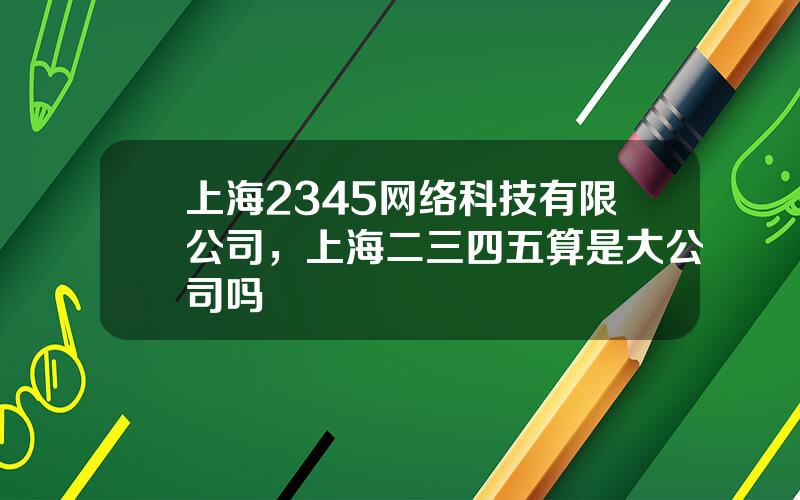 上海2345网络科技有限公司，上海二三四五算是大公司吗